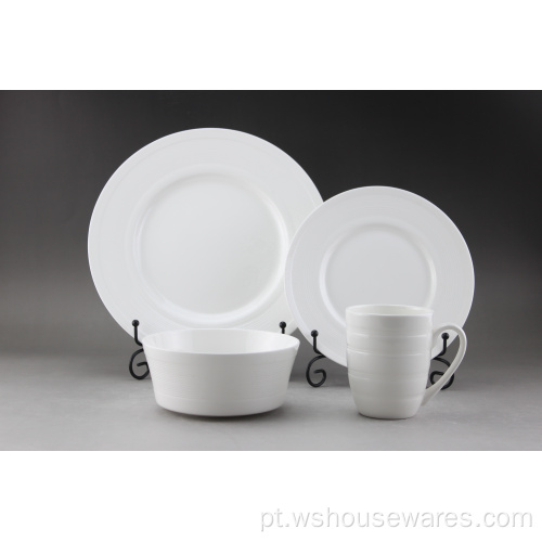 12pcs O jantar de porcelana branca define placas de cerâmica branca